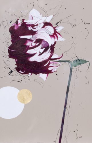 Artwork by Abé Opperman, Wanderball 2, 1 m h x 1, 34 m w Acrylic/mix media on canvas