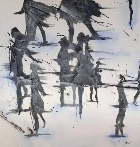 Artwork by Abé Opperman, People in the wind, 1, 5 m h x 1, 5 m w, Acrylic/mix media