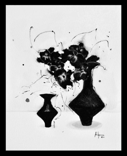 Artwork by Abé Opperman, Ink on paper framed, 53cm w x 65cm h