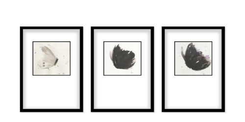 Artwork by Abé Opperman, Butterflies, each one size 69cm h x 54cm w (with frame), ink on paper