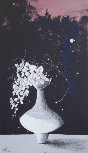 Artwork by Abé Opperman, Still life, Acrylic and mix media on canvas, size 1.15 m w × 1.95 m h