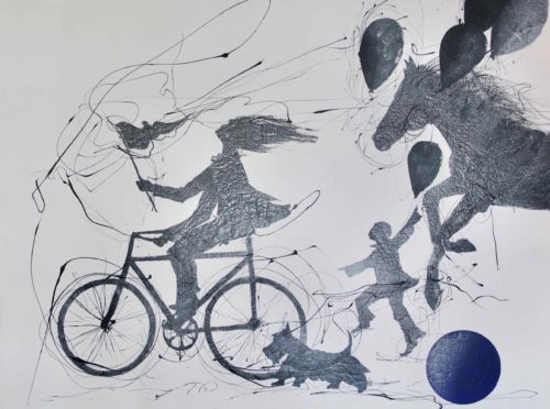 Artwork by Abé Opperman, Fast wandering 1, 73 m h x 2, 3 m w Acrylic/mix media on canvas