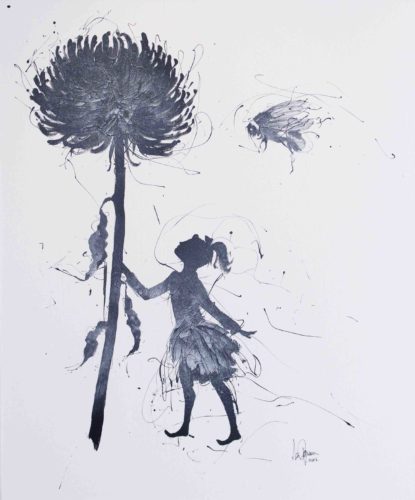 Artwork by Abé Opperman, Sunlight that filters through the leaves of trees 1, 8 m h x 1, 5 m w Acrylic/mix media on canvas