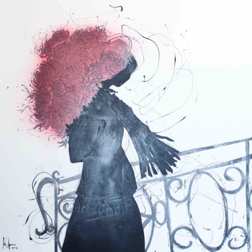 Artwork by Abé Opperman, We belong among flower 1 m w x 1, 5 m h Acrylic/mix media on canvas