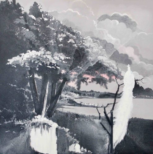 Artwork by Abé Opperman, In the valley, 1.99 m h × 1.99 m w, Acrylic/mix media on canvas