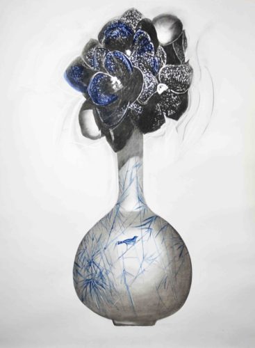 Artwork by Abé Opperman, mix media on paper framed, 1, 87 m h x 1, 25 m w