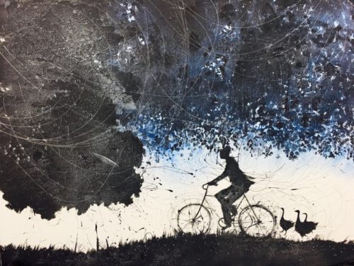 Artwork by Abé Opperman, Hurry up we're dreaming, 1.8 m h × 2.4 m w, Acrylic/mix media