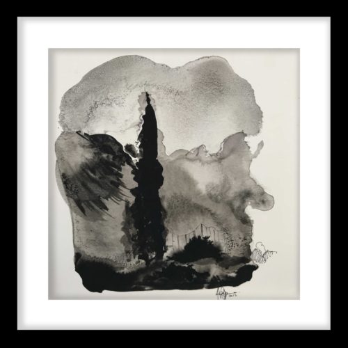 Artwork by Abé Opperman, 30cm h x 30cm w with frame, Ink on paper