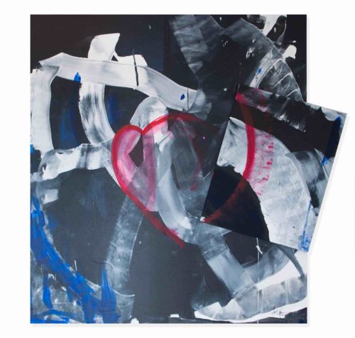 Artwork by Abé Opperman, mix media on canvas, size 2.05 m W × 2 m H