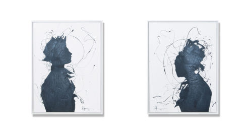 Artwork by Abé Opperman, mix media on canvas framed, 80.5cm W x 105.5cm H each
