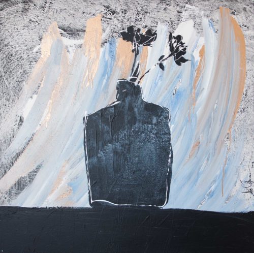 Artwork by Abé Opperman, mix media on canvas, size 1.2 m W × 1.2 m H