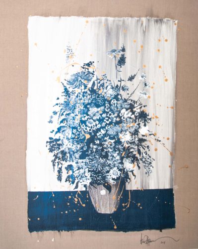 Artwork by Abé Opperman, mix media on linen, size 1.2 m W × 1.5 m H