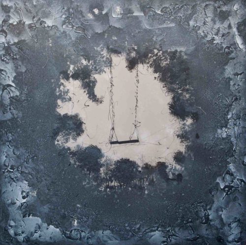 Artwork by Abé Opperman, I’ll be waiting, mix media on canvas, 101, 5cm W x 101, 5cm H