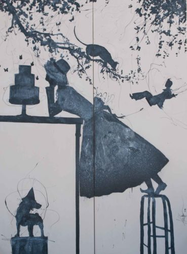 Artwork by Abé Opperman, Kaia, mixed media on canvas, 1.6 m W × 2.2 m H