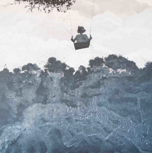 Artwork by Abé Opperman, Happy dreamer, mix media on canvas, 1.5 m W × 1.5 m H