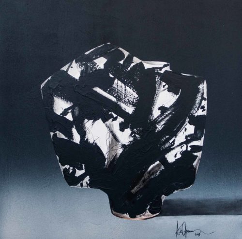 Artwork by Abé Opperman, Night mail, mix media on canvas, 1.3 m W × 1.3 m H