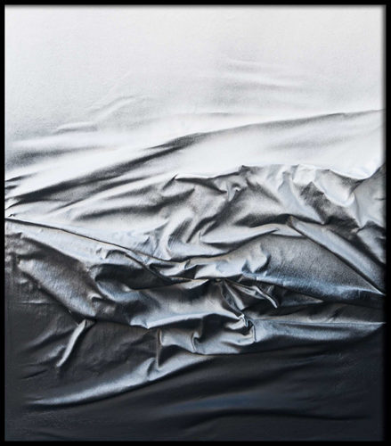 Artwork by Abé Opperman, Fabric, mix media on wood board, framed, 74cm w x 84cm h