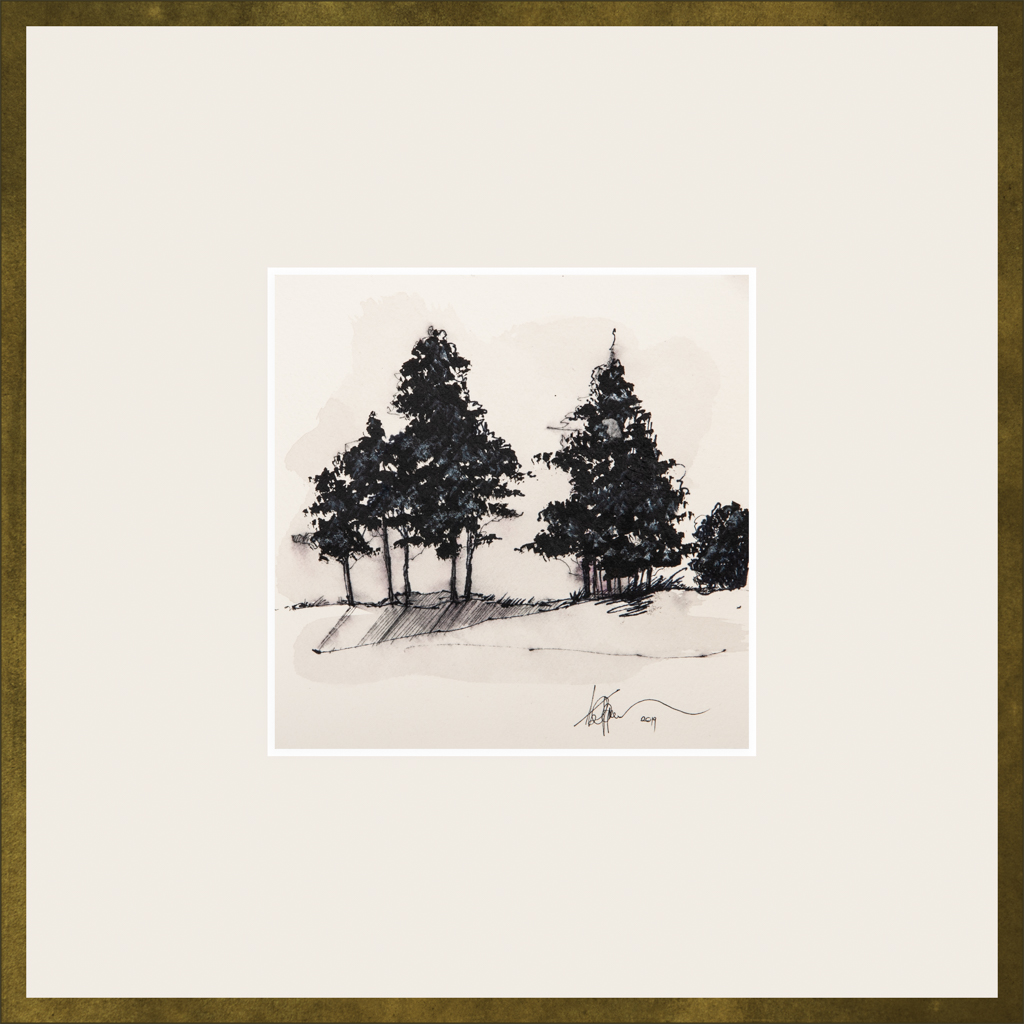 Artwork by Abé Opperman, Underneath time Ⅲ, Ink on Fabriano paper, size 35 m w x 35cm h framed