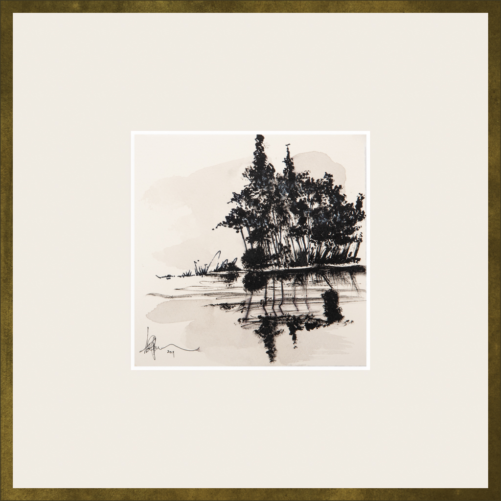 Artwork by Abé Opperman, Underneath time Ⅳ, Ink on Fabriano paper, size 35 m w x 35cm h framed
