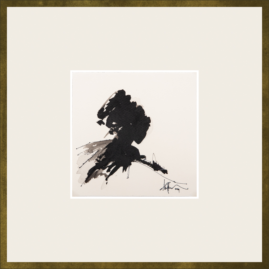 Artwork by Abé Opperman, Velvet morning, Ink on Fabriano paper, size 35 m w x 35cm h framed