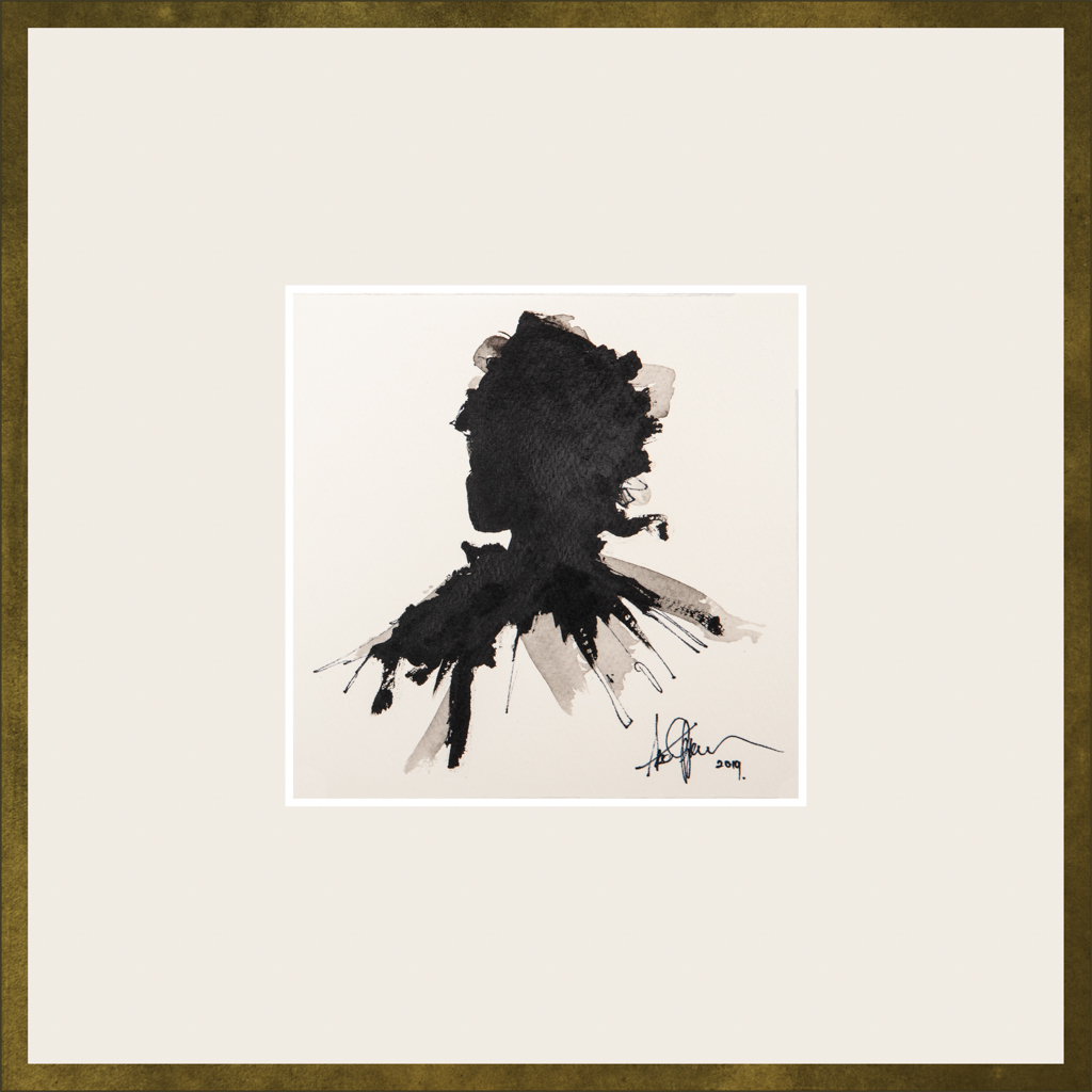 Artwork by Abé Opperman, Aurora, Ink on Fabriano paper, size 35 m w x 35cm h framed