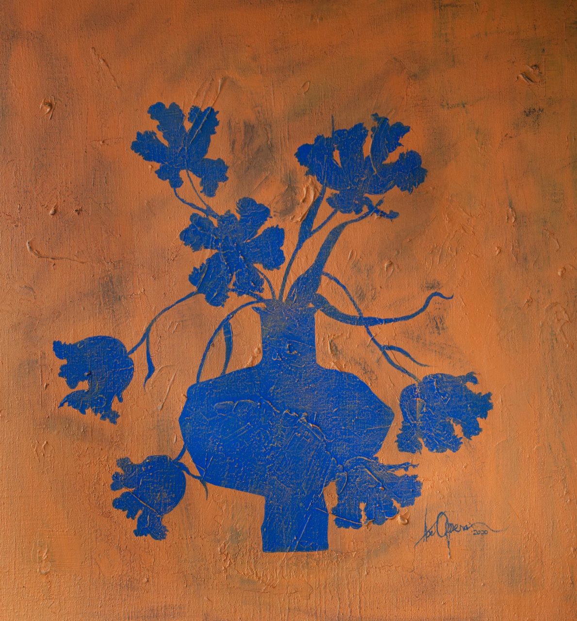 Artwork by Abé Opperman, Odeon, mixed media on Belgian linen, size 1, 4 m w x 1, 5 m h