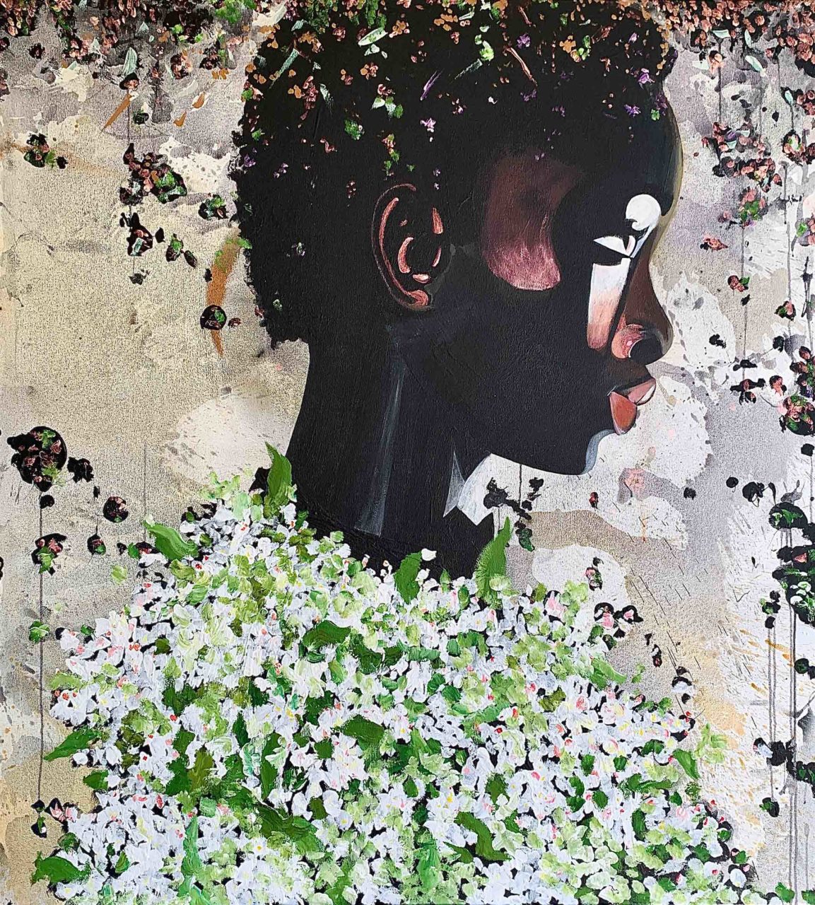 Artwork by Abé Opperman, Ananda "Bliss", mixed media on canvas, size 1, 5 m w x 1, 65 m h