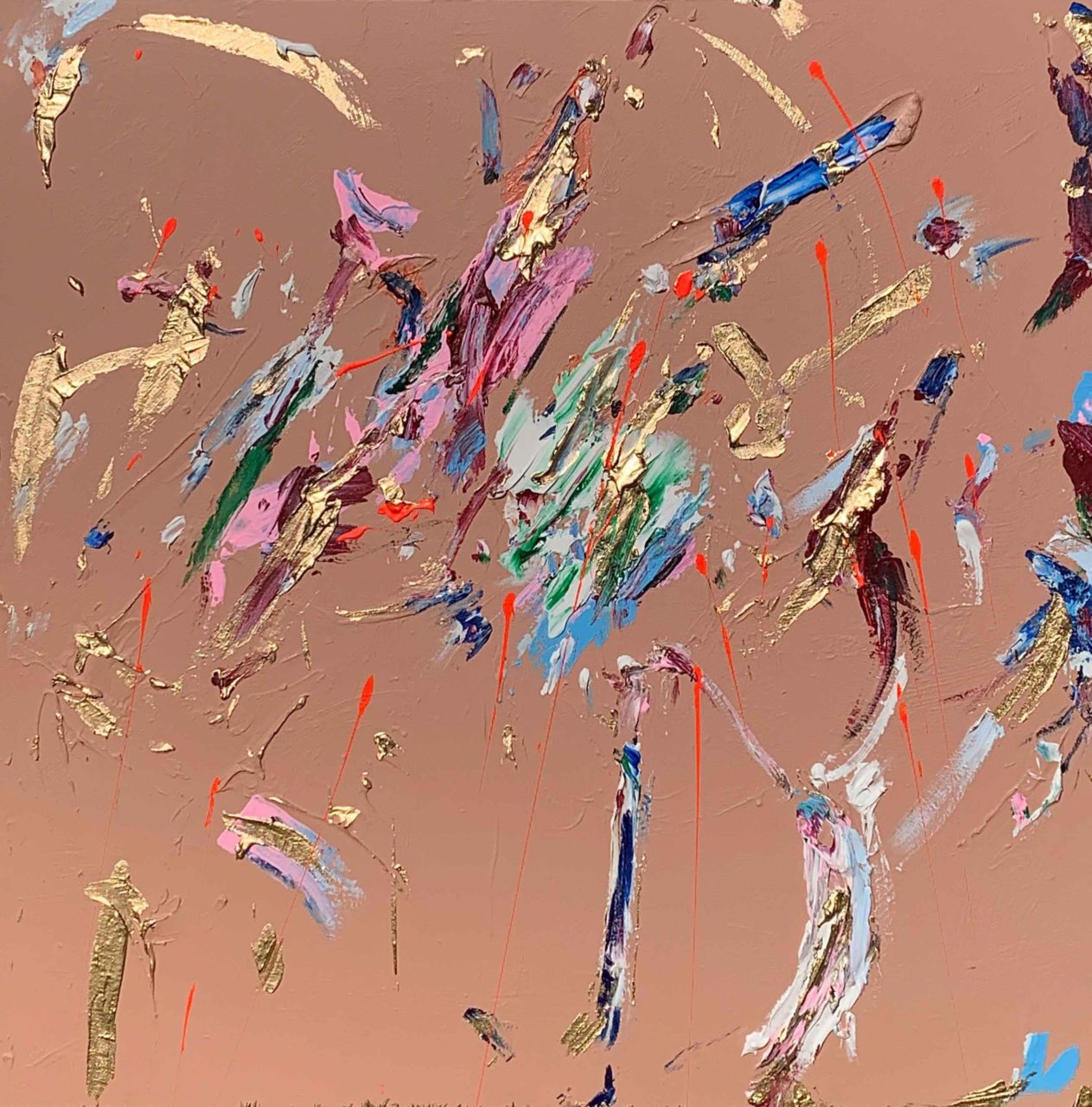 Artwork by Abé Opperman, A journey to the stars, , mixed media on wood board, size 1, 5 m x 1, 5 m