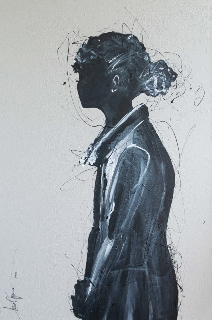 Artwork by Abé Opperman, "Beneath your beautiful", Acrylic and mixed media on canvas, size 101cm w x 152cm h