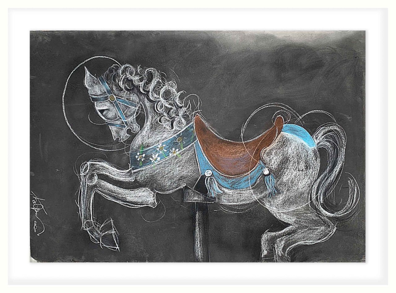 Artwork by Abé Opperman, "See the stars", size 178cm w x 128cm h, charcoal and mixed media on Arches paper, framed