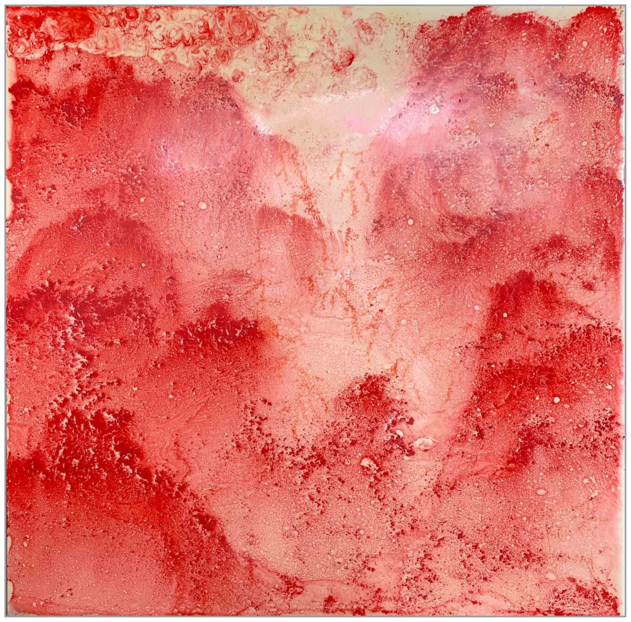 Artwork by Abé Opperman, "Guilin", media media on wood, size 153cm w x 153cm h, framed