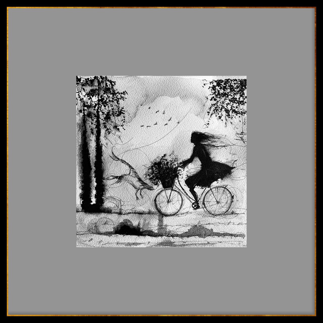 Artwork by Abé Opperman, ink and mix media on Arches paper, size 51, 7cm w x 51, 7cm h