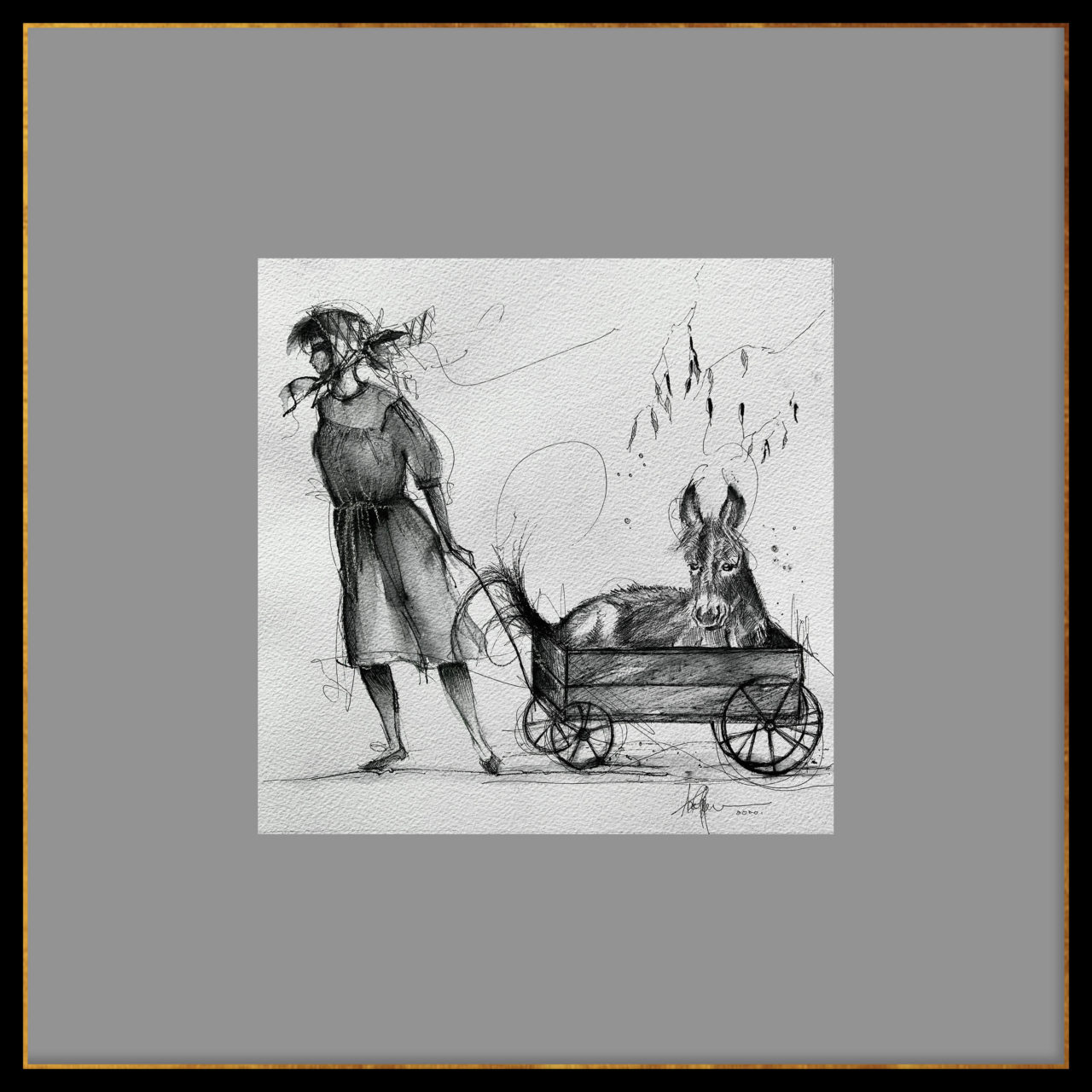 Artwork by Abé Opperman, ink and mix media on Arches paper, size 51, 7cm w x 51, 7cm h