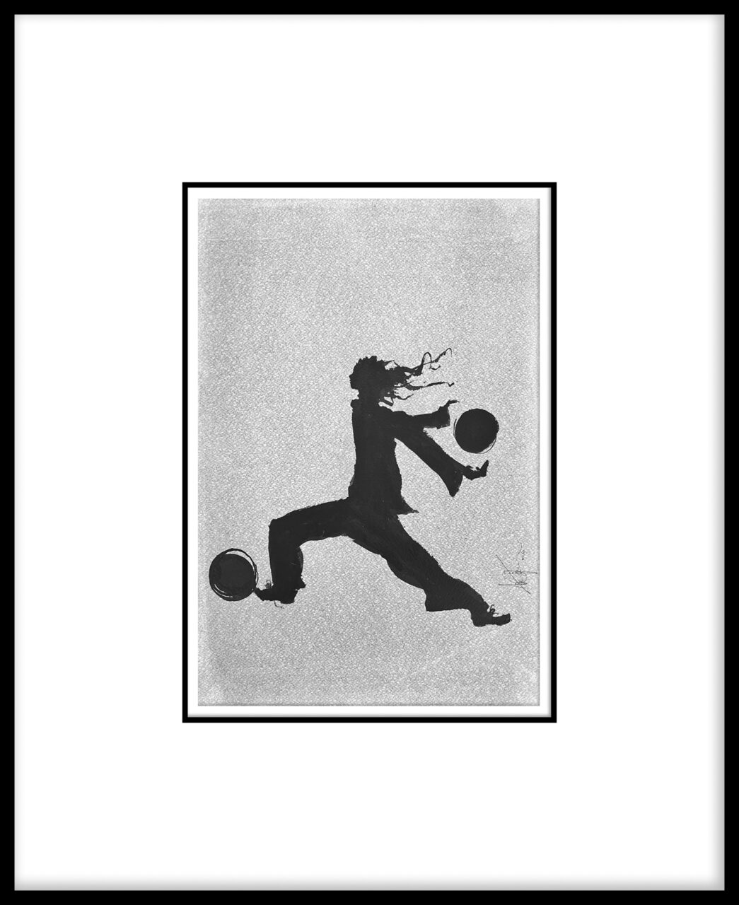 Artwork by Abé Opperman, "Move", mixed media on Arches paper, framed, size 66cm w x 81cm h