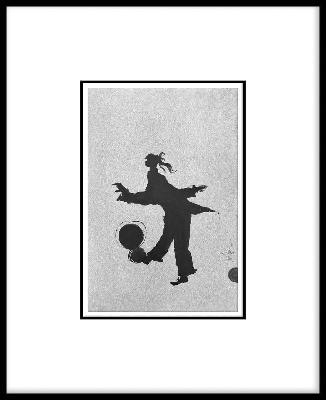 Artwork by Abé Opperman, "Move", mixed media on Arches paper, framed, size 66cm w x 81cm h