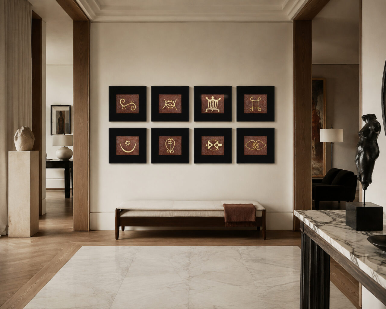 artworks of Abé Opperman displayed in a room