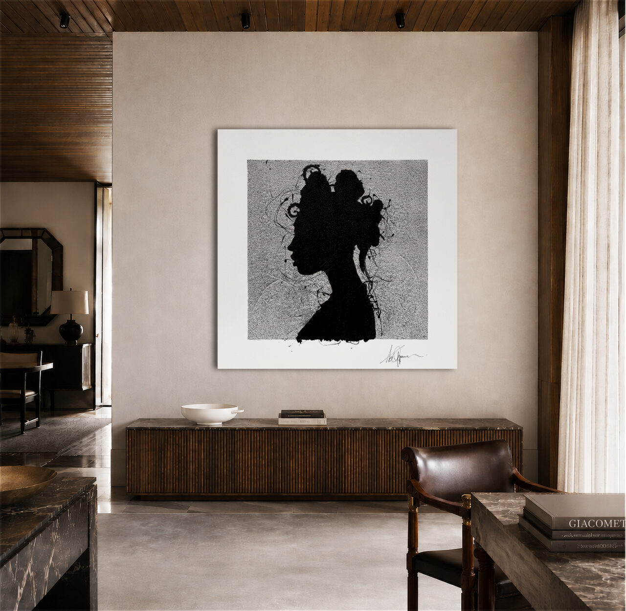 artworks of Abé Opperman displayed in a room